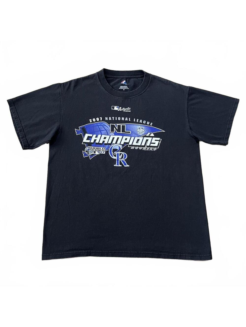 Colorado Rockies MLB 2007 NL Champions Graphic T Shirt Black Size Medium